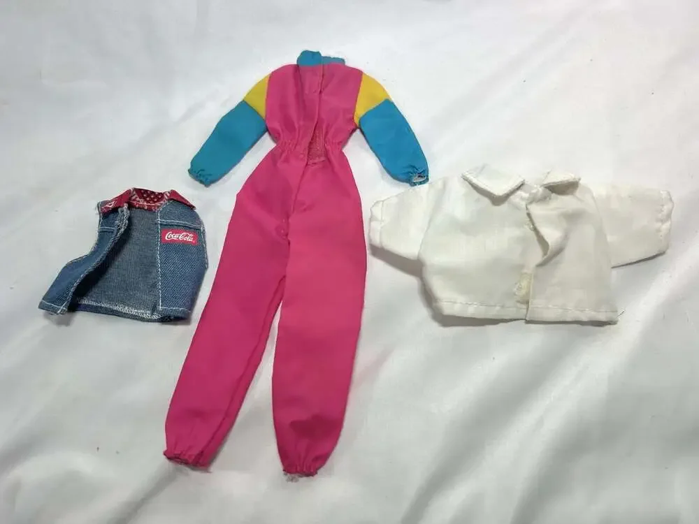 Barbie Snow suit 90’s , Coca Cola denim vest and white shirt
